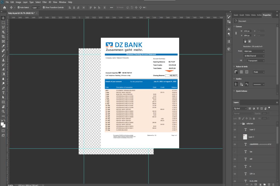 Modèle Word et PDF de déclaration d'organisation de DZ Bank template